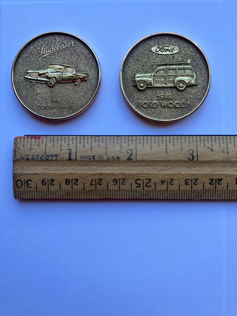 Ford Motor Company 1948 Woody Wagon Gold Plated Signature Coin two coins